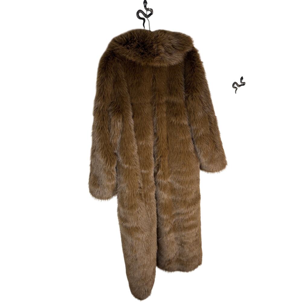 Lovers + Friends Vincent Coat Faux Fur Open Front Mob Wife Quiet Luxury Winter S - Picture 9 of 10